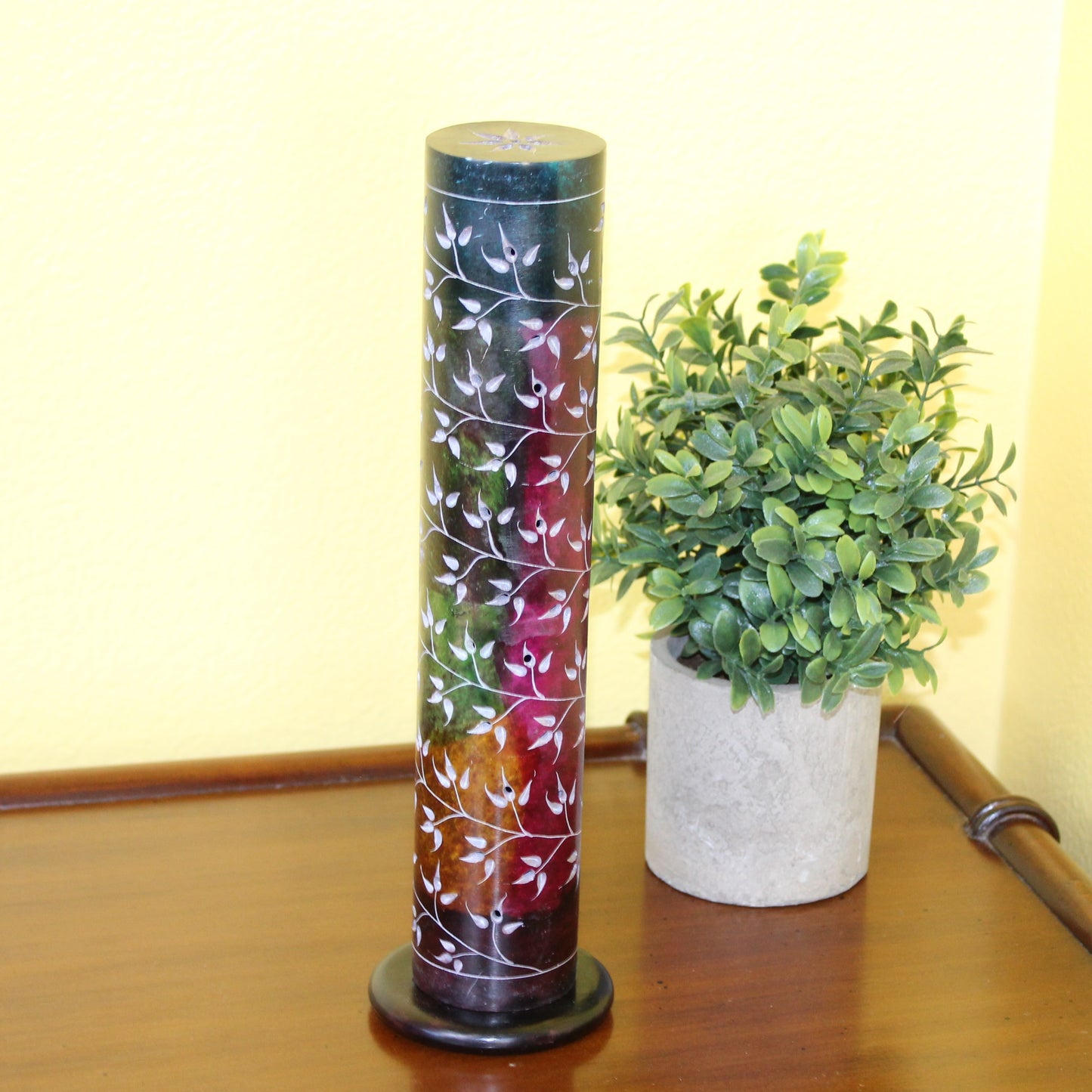 Aurora Vines – Hand-Carved Soapstone Incense Tower