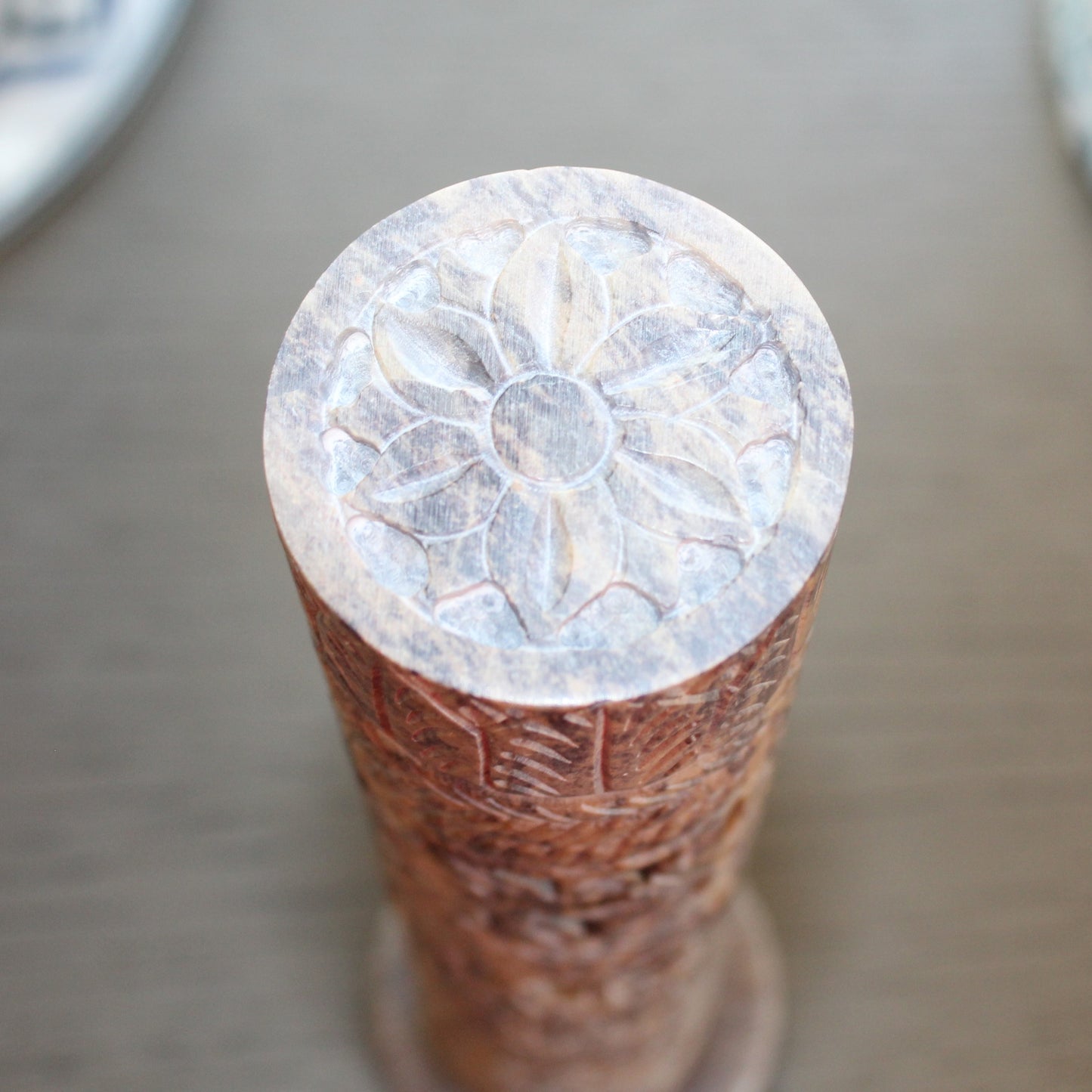 Lotus Grove – Hand-Carved Soapstone Incense Tower