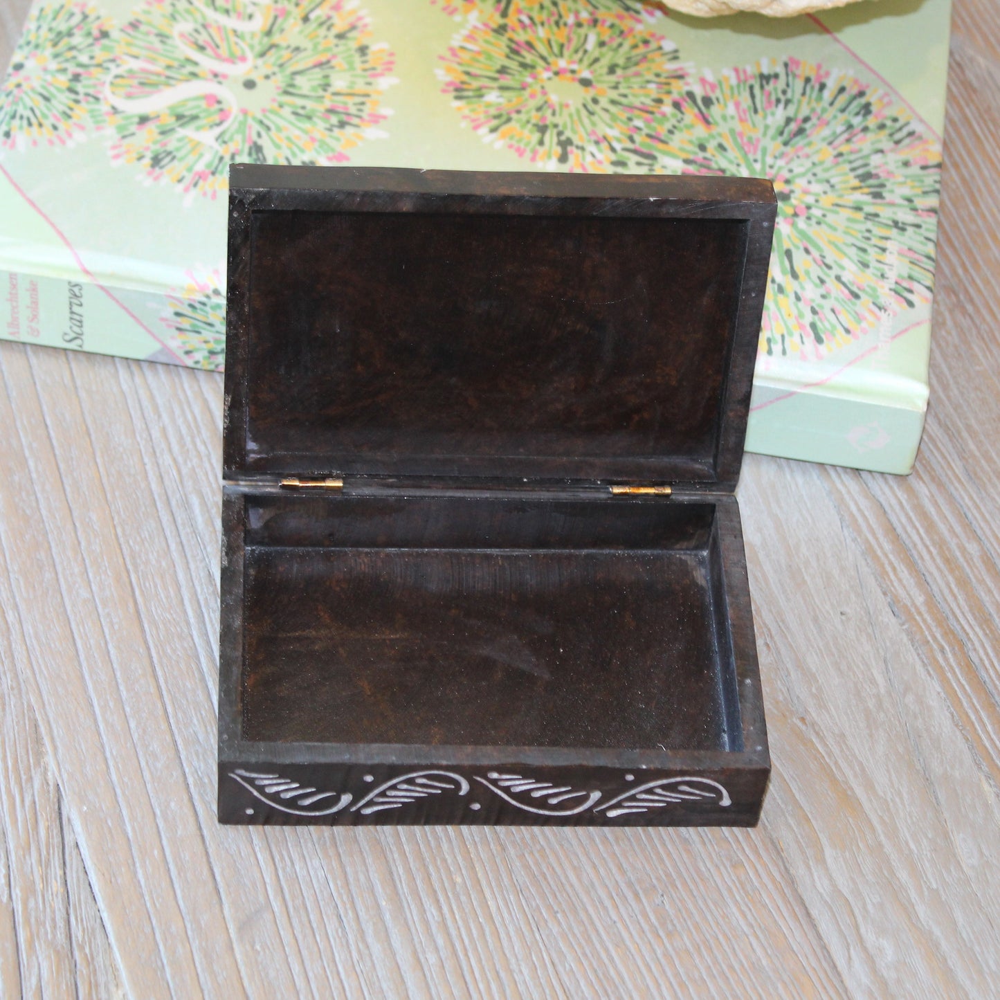 Floral Vine Soapstone Jewelry Box