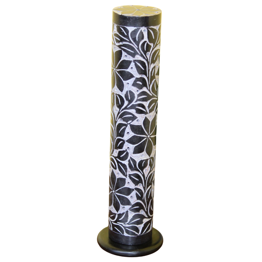 Midnight Bloom – Hand-Carved Soapstone Incense Tower