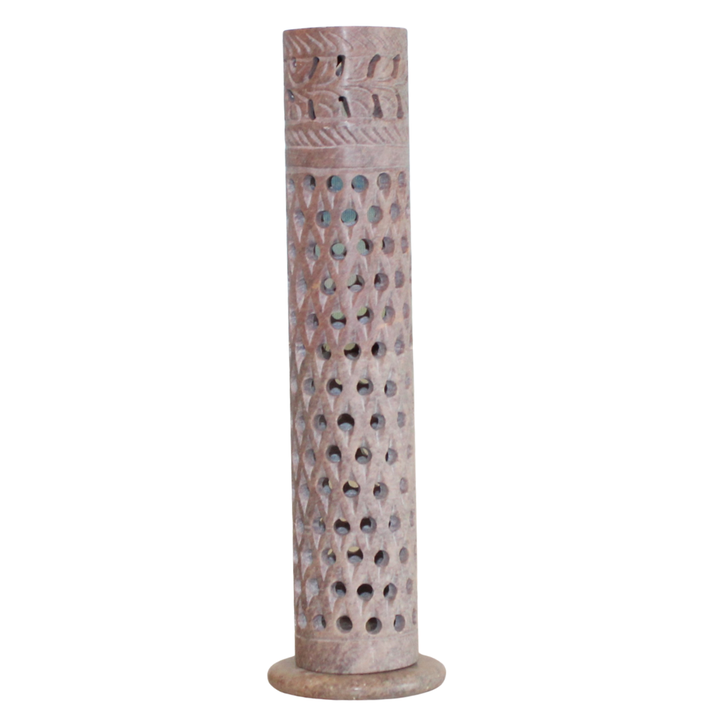 Desert Lattice – Hand-Carved Soapstone Incense Tower