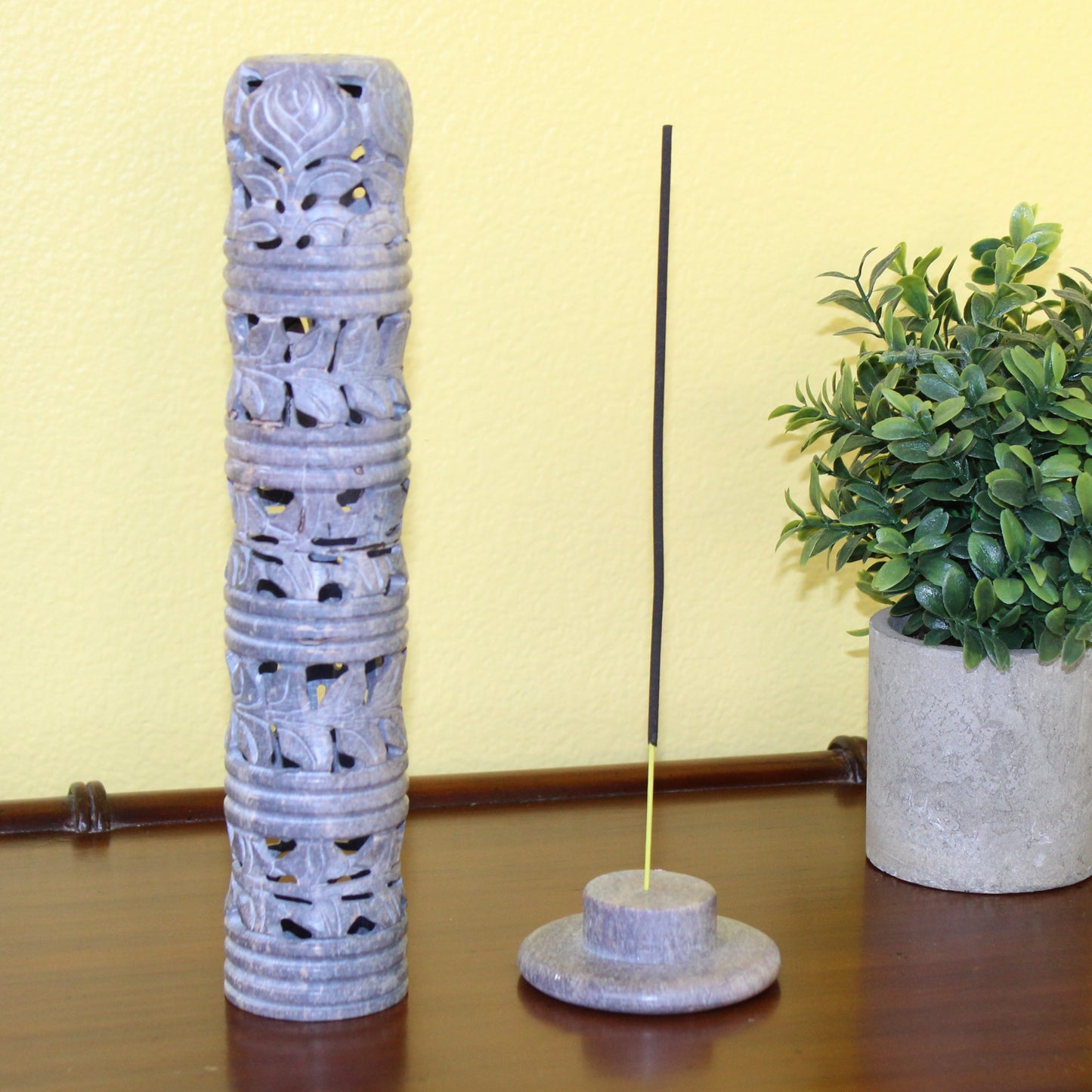 Forest Whispers – Hand-Carved Soapstone Incense Tower
