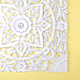 Whitewashed Floral Starburst Carved Wood Wall Panel – Square Mandala Design