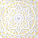 Whitewashed Floral Starburst Carved Wood Wall Panel – Square Mandala Design