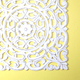 Whitewashed Square Wooden Wall Panel – Carved Floral Scroll Medallion