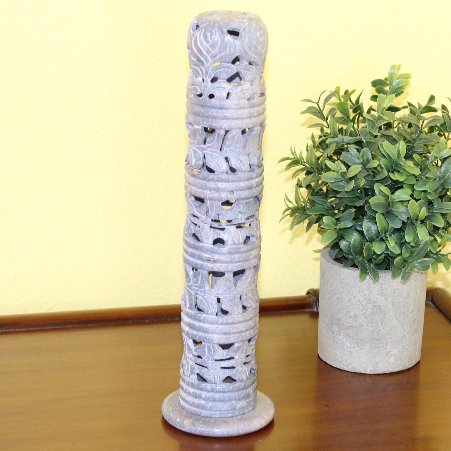 Forest Whispers – Hand-Carved Soapstone Incense Tower
