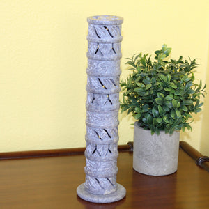 Whispering Leaves – Hand-Carved Soapstone Incense Tower