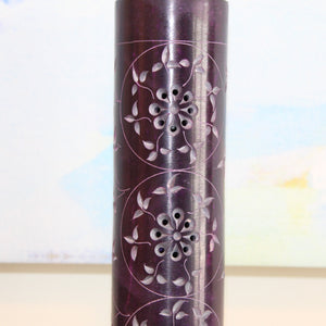 Amethyst Bloom – Hand-Carved Soapstone Incense Tower