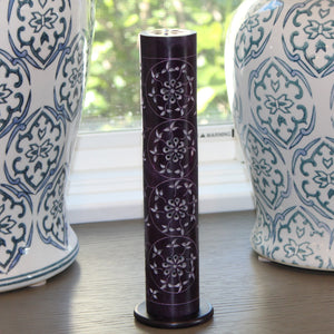 Amethyst Bloom – Hand-Carved Soapstone Incense Tower