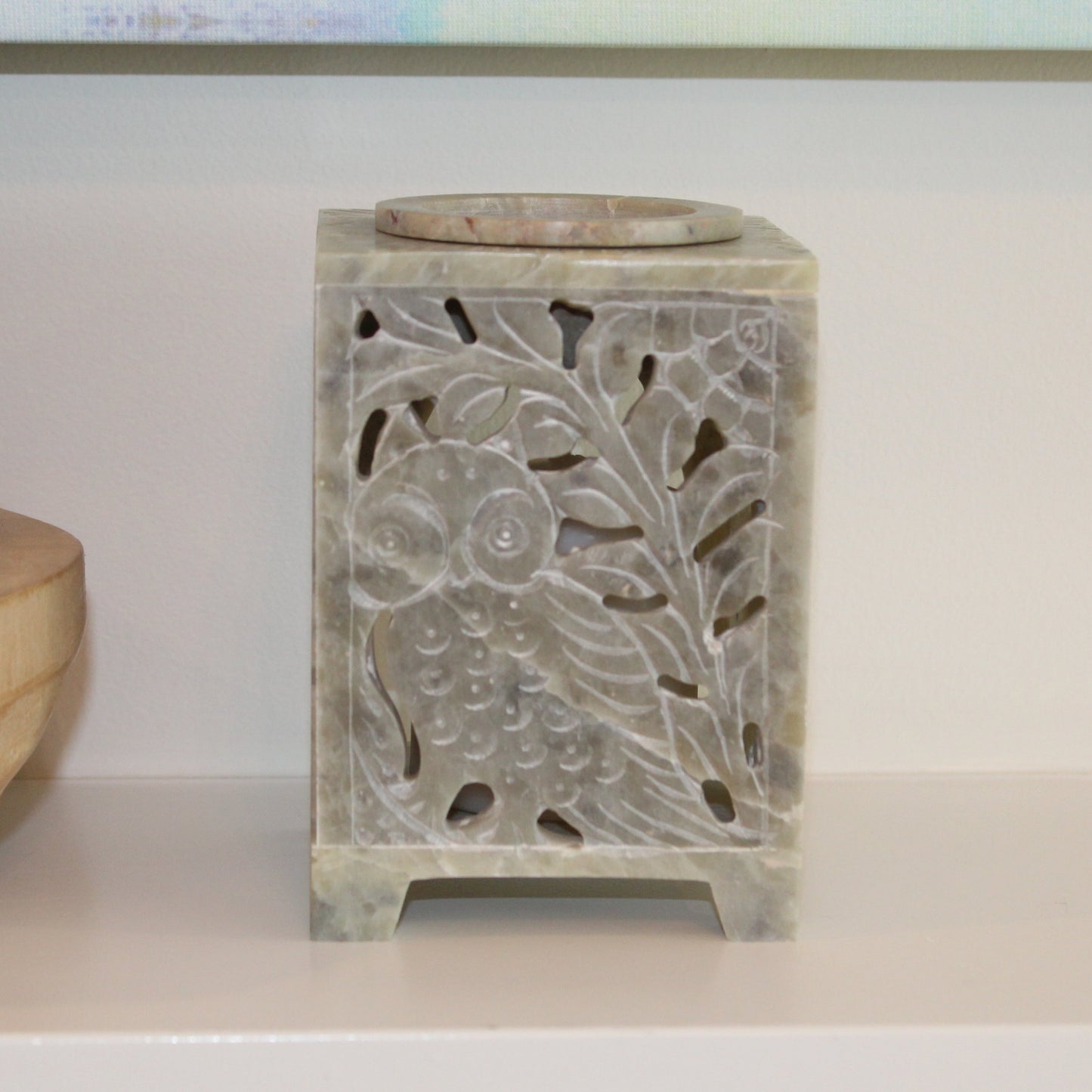 Hand-Carved Soapstone Owl Oil Burner