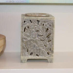 Hand-Carved Soapstone Owl Oil Burner