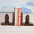 Hand-Carved Wooden Buddha Head Bookends