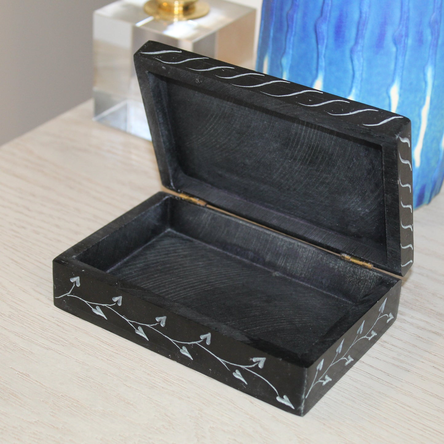 Botanical Garden Hand-Etched Soapstone Storage Box