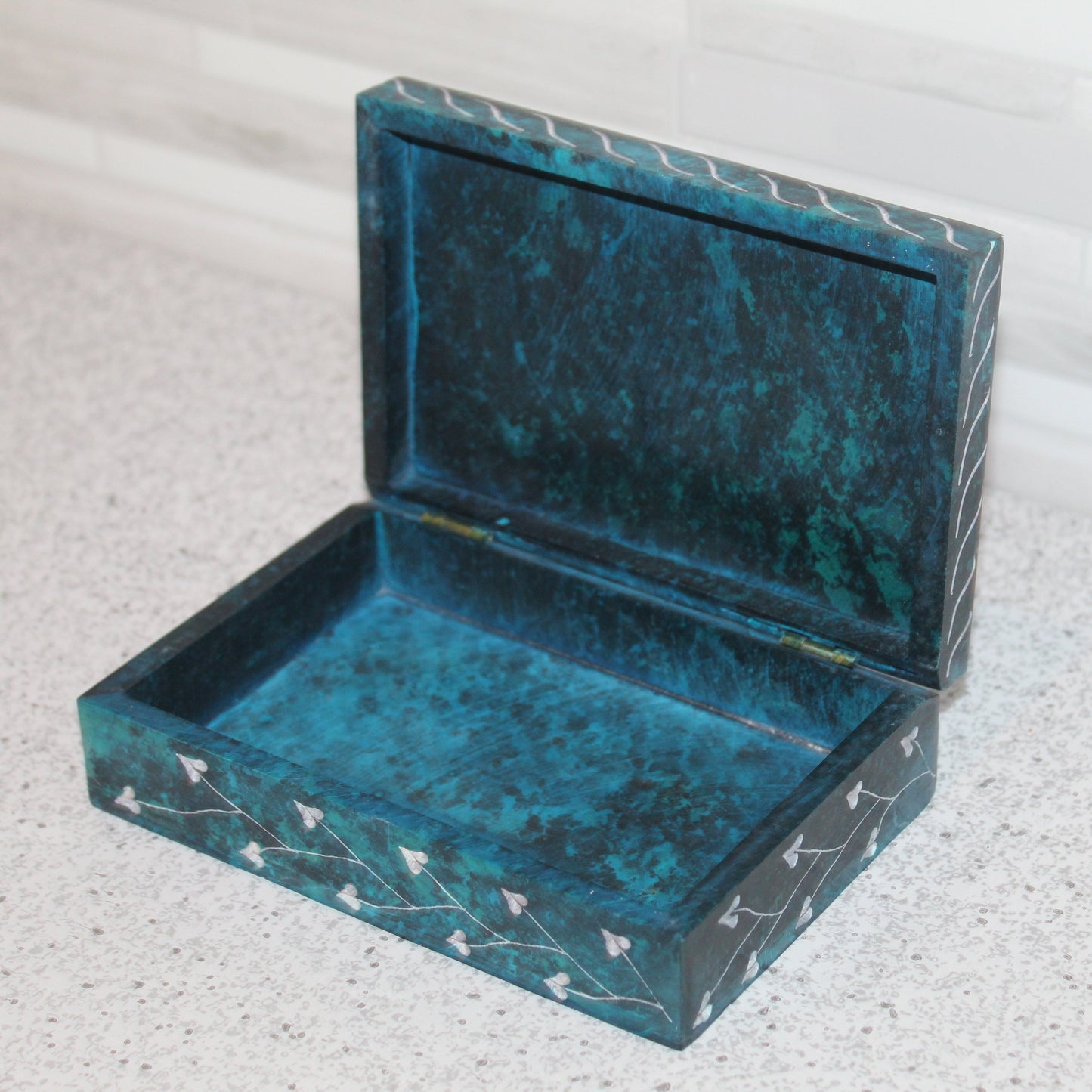 Botanical Garden Hand-Etched Soapstone Storage Box