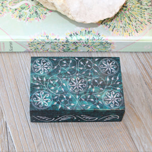 Floral Medallion Soapstone Keepsake Box