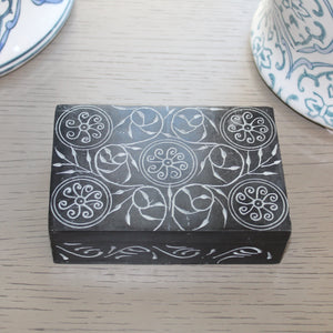 Floral Medallion Soapstone Keepsake Box