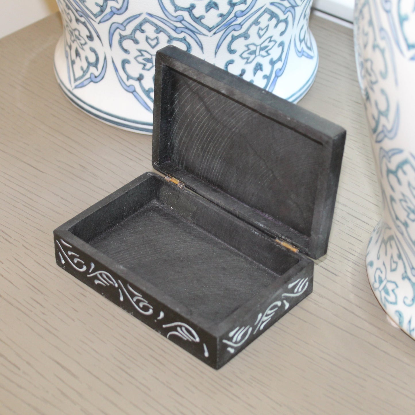 Floral Medallion Soapstone Keepsake Box