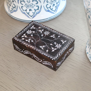 Floral Vine Soapstone Jewelry Box