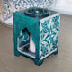 Blue Moroccan-Style Soapstone Oil Burner with Floral Tile Carving