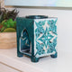 Blue Moroccan-Style Soapstone Oil Burner with Floral Tile Carving