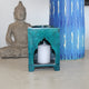 Blue Moroccan-Style Soapstone Oil Burner with Floral Tile Carving
