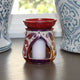 Hand-Painted Multicolor Soapstone Oil Burner with Carved Leaf Motif