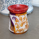 Hand-Painted Multicolor Soapstone Oil Burner with Carved Leaf Motif