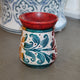 Hand-Painted Multicolor Soapstone Oil Burner with Carved Leaf Motif