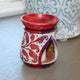 Hand-Painted Multicolor Soapstone Oil Burner with Carved Leaf Motif