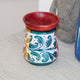 Hand-Painted Multicolor Soapstone Oil Burner with Carved Leaf Motif