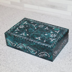Floral Vine Soapstone Jewelry Box