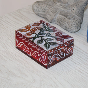 Floral Soapstone Trinket Box