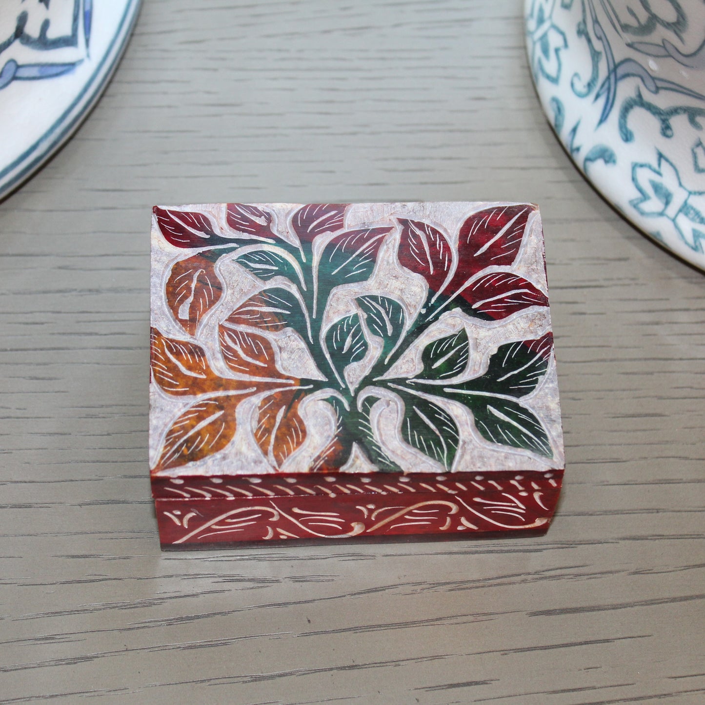 Floral Soapstone Trinket Box