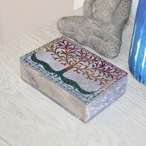 Tree of Life Carved Soapstone Box