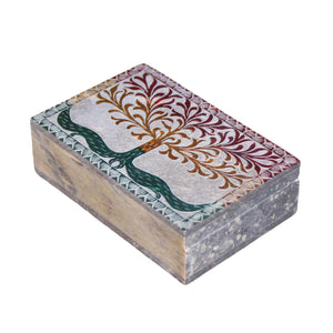 Tree of Life Carved Soapstone Box