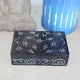Midnight Bloom Soapstone Box – Hand-Carved Floral Pattern in Black