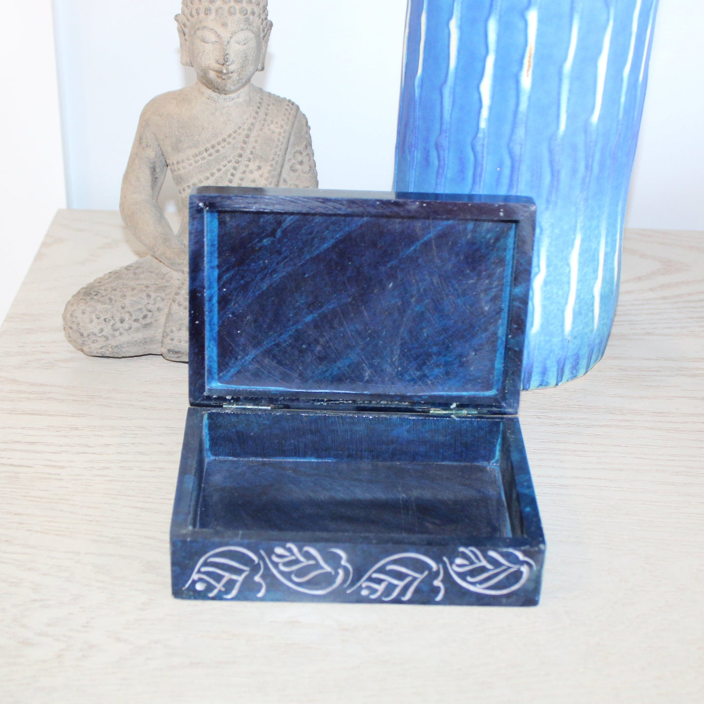 Double Rosette Hand-Carved Soapstone Box