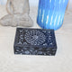 Midnight Lotus Soapstone Jewelry Box – Hand-Carved Black Keepsake with Circular Floral Motif