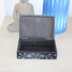 Midnight Lotus Soapstone Jewelry Box – Hand-Carved Black Keepsake with Circular Floral Motif