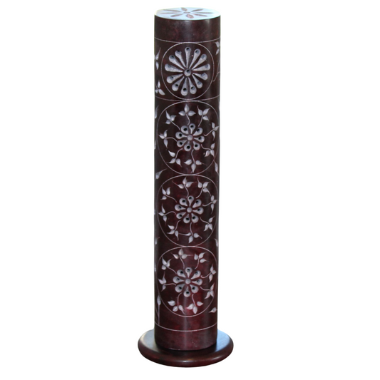 Garnet Blossom – Hand-Carved Soapstone Incense Tower