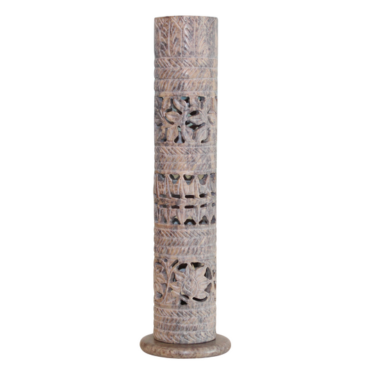 Lotus Grove – Hand-Carved Soapstone Incense Tower
