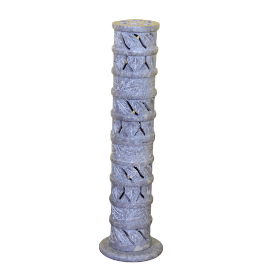 Whispering Leaves – Hand-Carved Soapstone Incense Tower