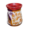 Hand-Painted Multicolor Soapstone Oil Burner with Carved Leaf Motif
