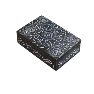 Floral Medallion Soapstone Keepsake Box