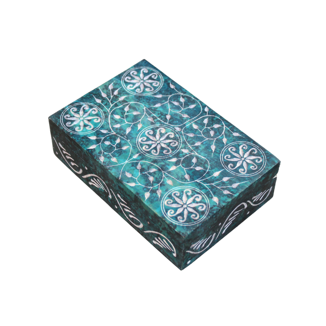 Floral Medallion Soapstone Keepsake Box