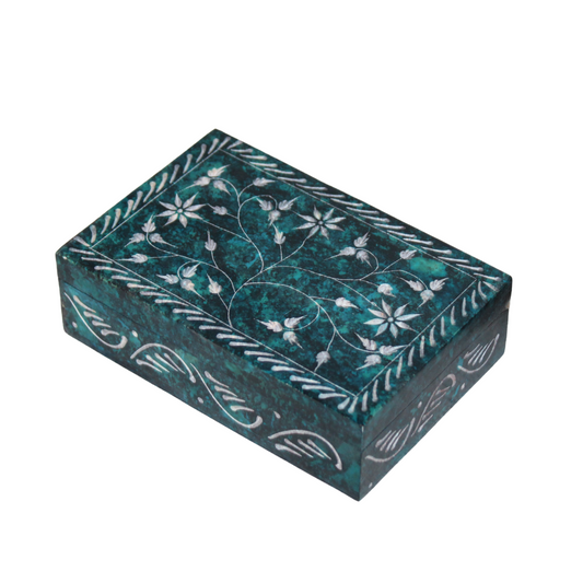 Floral Vine Soapstone Jewelry Box