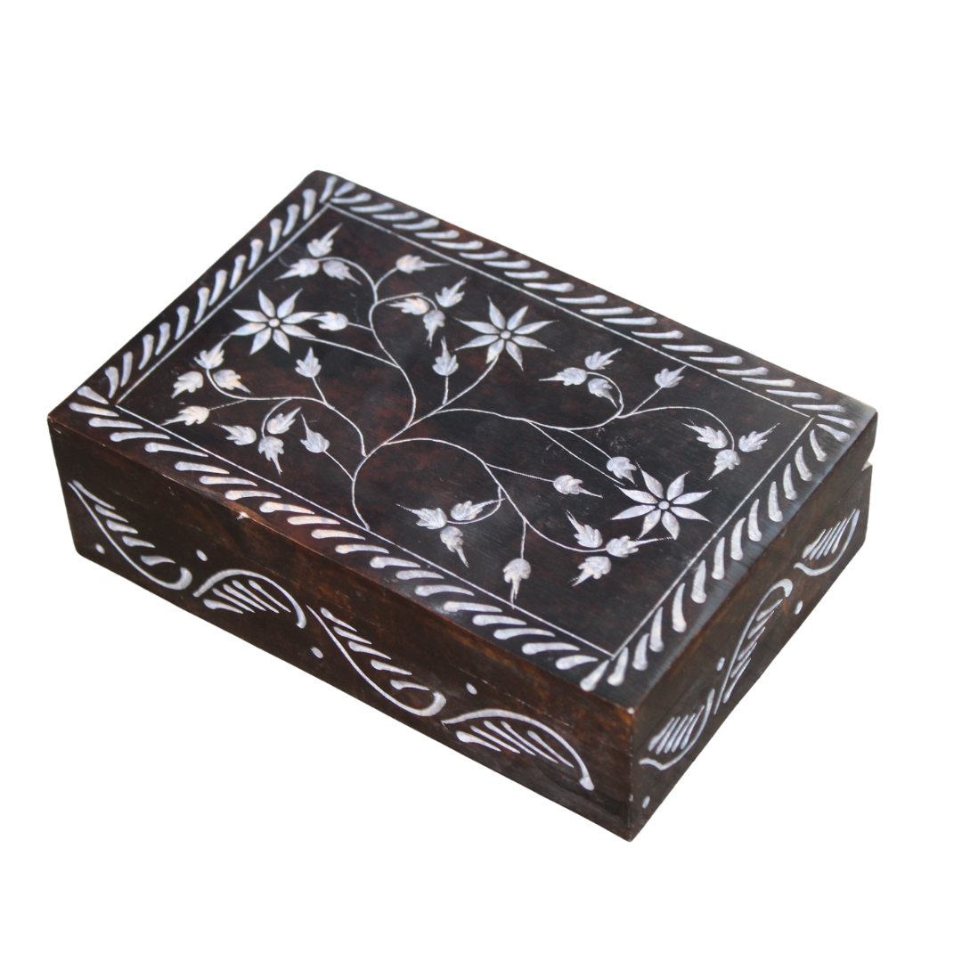 Floral Vine Soapstone Jewelry Box