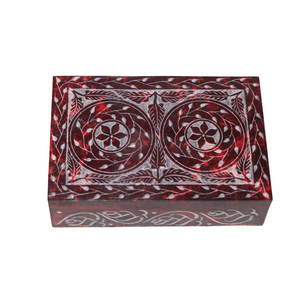 Double Rosette Hand-Carved Soapstone Box