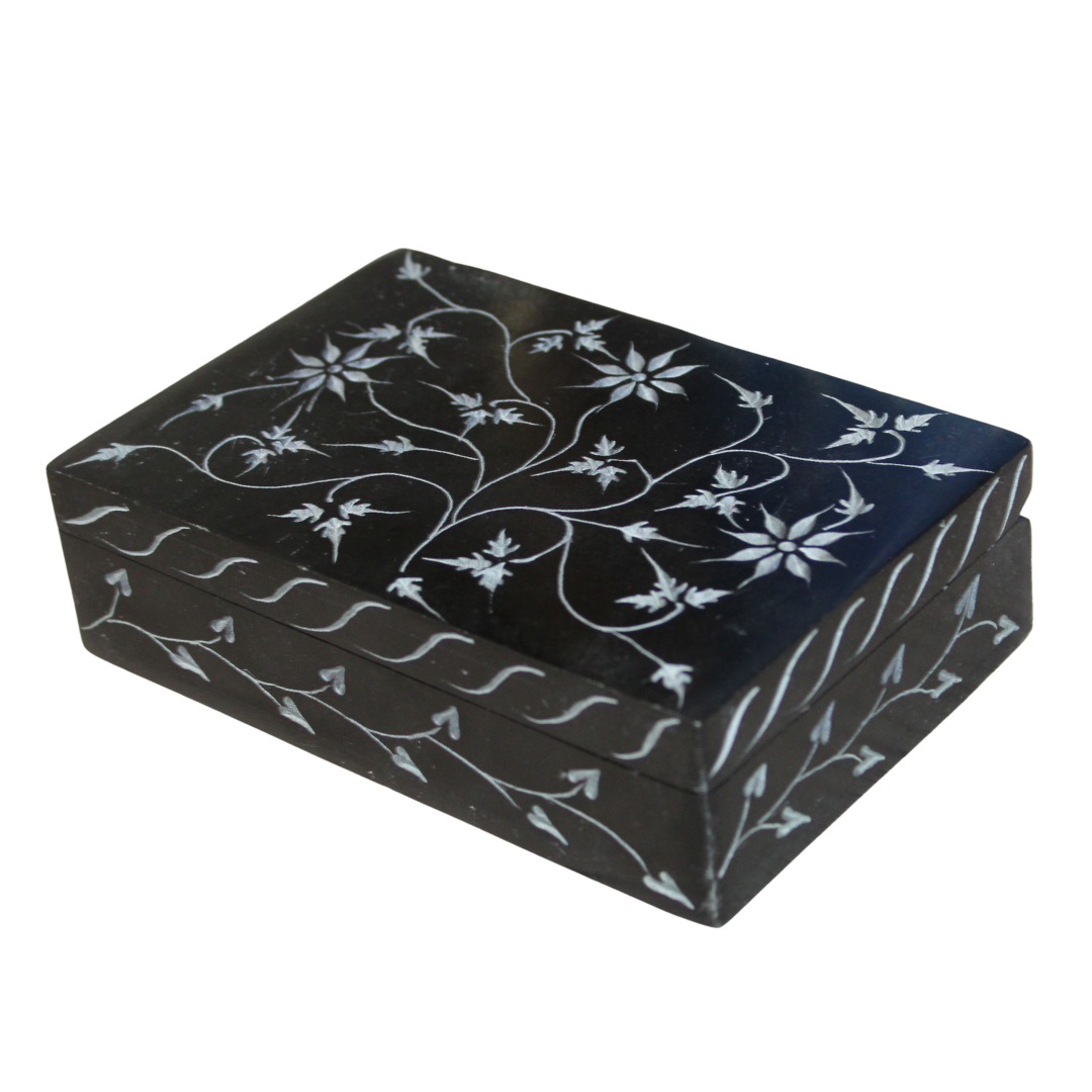 Botanical Garden Hand-Etched Soapstone Storage Box
