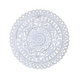 Whitewashed Hand-Carved Round Wall Panel – Floral Sunburst Mandala Design